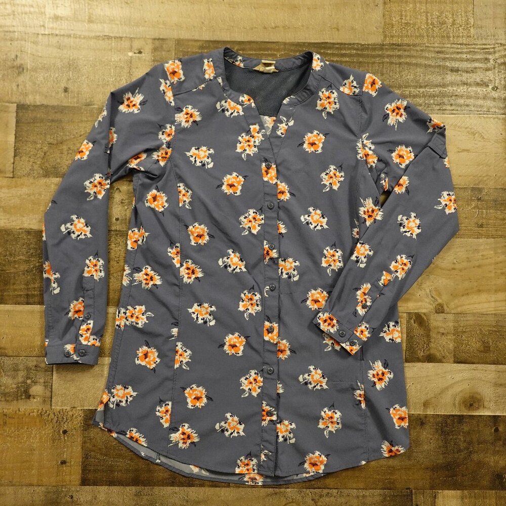 Duluth Trading DuluthFlex Sidewinder Tunic Women’s Small Slate Blue Floral